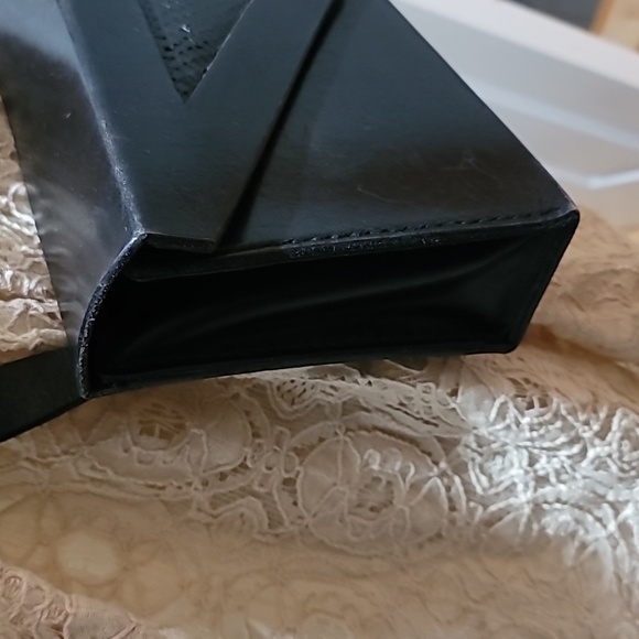 Vintage Black Leather Crossbody Bag 80s Punk Grunge Rock Indie Sleaze Rare Purse - Picture 3 of 16